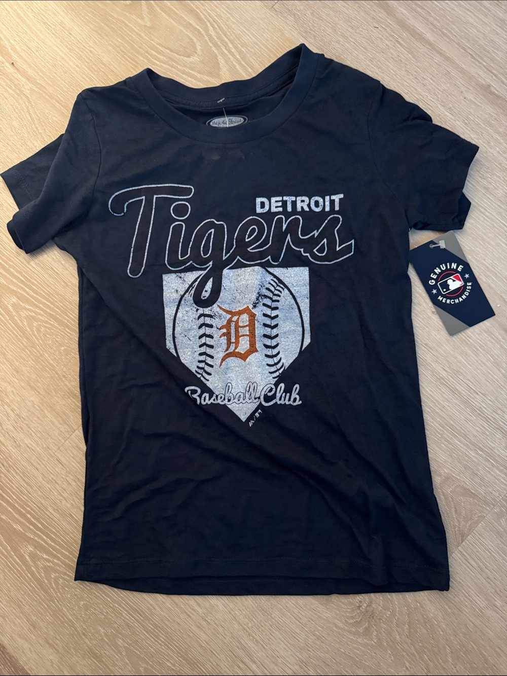 Detroit Tigers Distressed Cotton Navy Baseball Tee NEW 🏷️